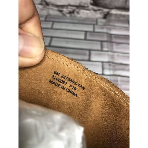 Frye Tan Brown Leather Harness Side Zipper Heel Boots Women Sz 6M US/37EU - Picture 8 of 15